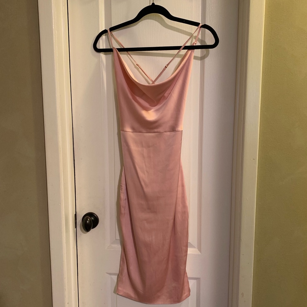 OH POLLY Satin Cowl Neck Dress